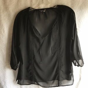 Sheer Black Express Blouse with lace detail